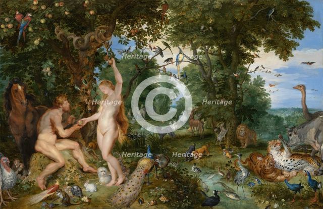 The Garden of Eden with the Fall of Man. Creators: Jan Brueghel the Elder, Peter Paul Rubens.