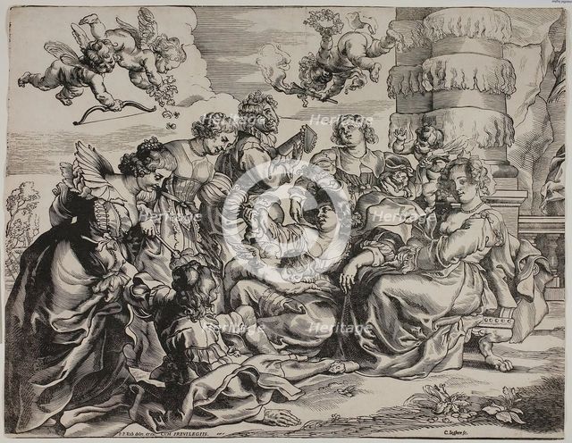 The Garden of Love, Left Half, with Seated Woman, c.1631. Creator: Christoffel Jegher.