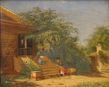 The Garden Steps Leading to the Painter Christen Kobke's Studio at Blegdammen, Copenhagen, 1844. Creator: Frants Diderik Bøe