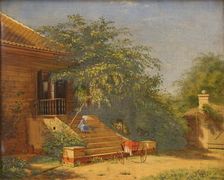 The Garden Steps Leading to the Painter Christen Kobke's Studio at Blegdammen, Copenhagen, 1844. Creator: Frants Diderik Bøe