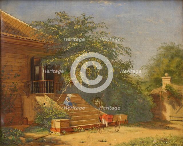 The Garden Steps Leading to the Painter Christen Kobke's Studio at Blegdammen, Copenhagen, 1844. Creator: Frants Diderik Bøe.