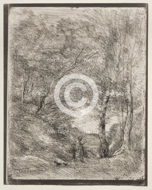 The Gardens of Horace, original impression 1855, printed in 1921. Creator: Jean Baptiste Camille Corot (French, 1796-1875).