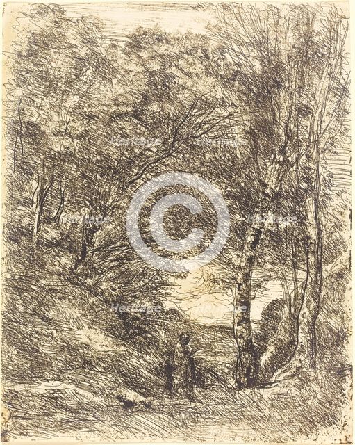 The Gardens of Horace (Les Jardins d'Horace), 1855. Creator: Jean-Baptiste-Camille Corot.