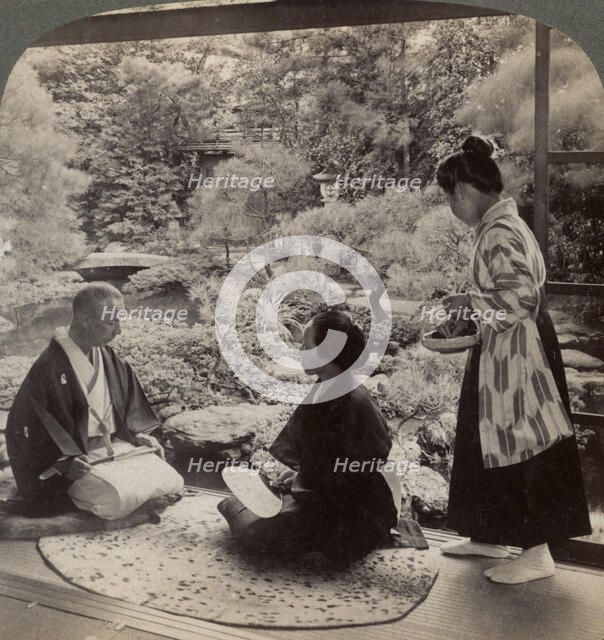 The gardens of the home of Mr Y Namikawa, leader in the art industries, Kyoto, Japan, 1904. Artist: Underwood & Underwood