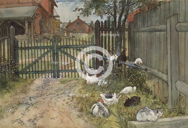 The Gate. From A Home (26 watercolours). Creator: Carl Larsson.