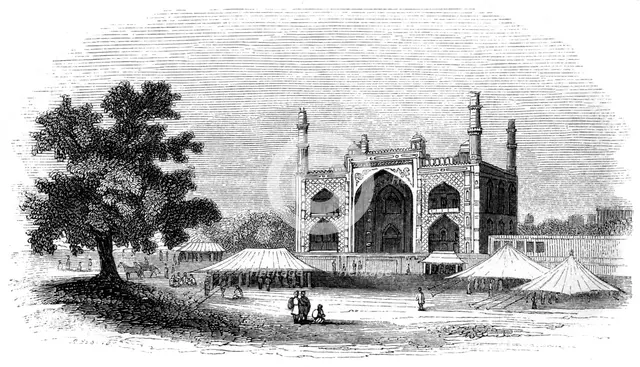 'The Gate of Akber's mausoleum', India, 1847. Artist: Robinson