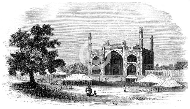 'The Gate of Akber's mausoleum', India, 1847. Artist: Robinson
