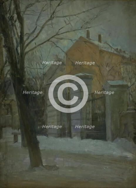 The Gate of Assistens Cemetry in Copenhagen. Winter, 1885-1889. Creator: Albert Gottschalk.