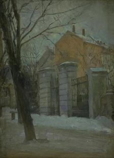 The Gate of Assistens Cemetry in Copenhagen. Winter, 1885-1889. Creator: Albert Gottschalk