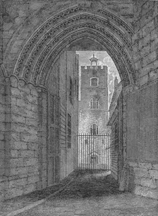 The gate of St Bartholomew's Priory, West Smithfield, City of London, c1850 (1906)