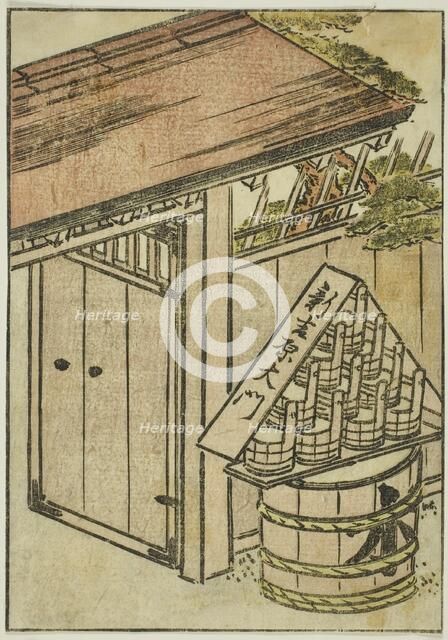 The Gate of the New Yoshiwara, frontispiece from the third volume of "Mirror of Beautiful..., 1776. Creator: Shunsho.