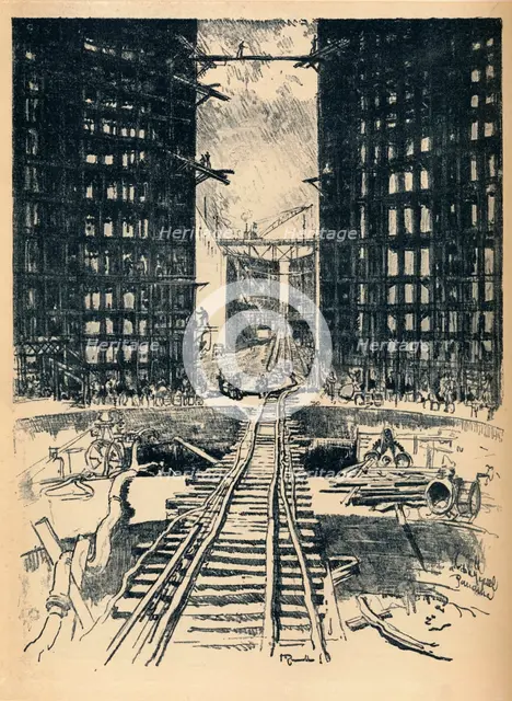 'The Gates of Pedro Miguel Lock', 1912. Artist: Joseph Pennell.