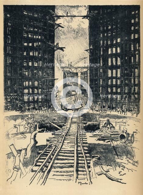 'The Gates of Pedro Miguel Lock', 1912. Artist: Joseph Pennell.