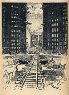 The Gates of Pedro Miguel Lock 1912. Artist: Joseph Pennell