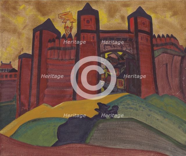 The Gates of Tmutarakan. Stage design for the opera The Tale of Tsar Saltan by N. Rimsky-Korsakov, 1