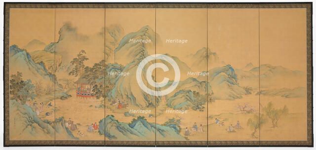 The Gathering at the Orchid Pavilion (front); Geese among Reeds (back), 1900. Creator: Noguchi Shohin.