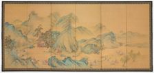 The Gathering at the Orchid Pavilion (front); Geese among Reeds (back), 1900. Creator: Noguchi Shohin