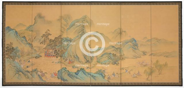 The Gathering at the Orchid Pavilion (front); Geese among Reeds (back), 1900. Creator: Noguchi Shohin.