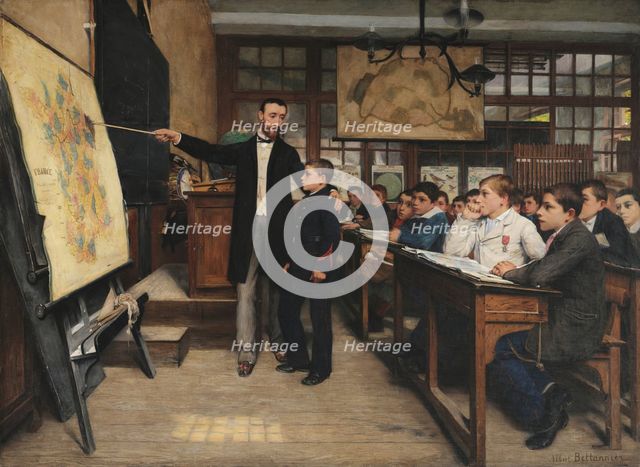 The Geography Lesson or "The Black Spot", ca 1887. Creator: Bettannier, Albert (1851-1932).