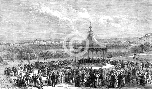 The George Stephenson Centenary at Newcastle-On-Tyne: view in the Leazes Park, 1881. Creator: Unknown.