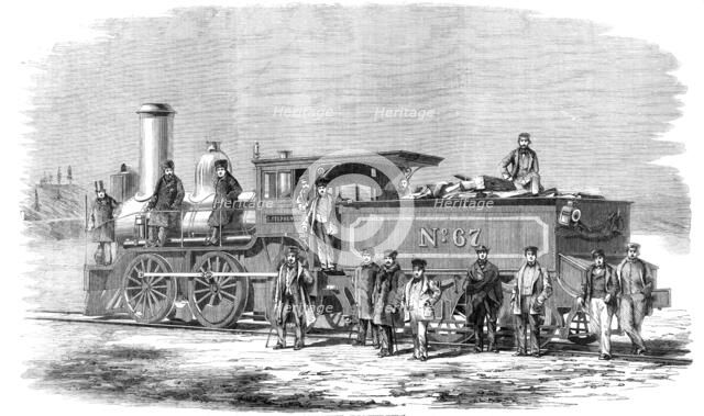 The "George Stephenson" locomotive engine built at Hamilton, Canada West, for the Great..., 1860. Creator: Unknown.