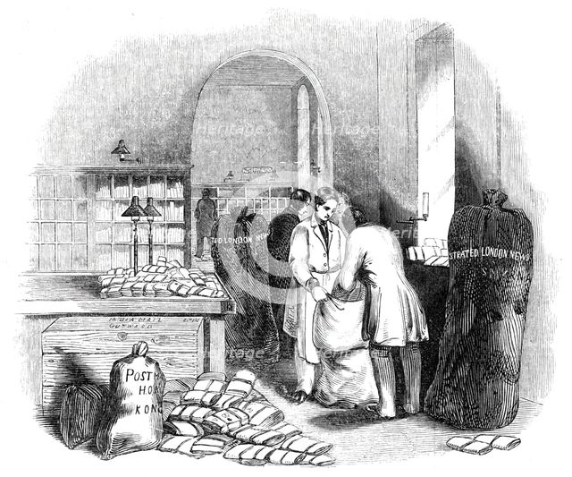 The General Post-Office; Packing the Indian Mail, 1844. Creator: Unknown.