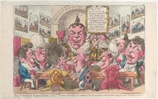 The Genius of Caricature, and his Friends, celebrating the completion of the Secon..., July 2, 1808. Creator: Unknown
