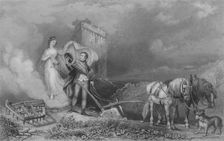 The Genius of Poetry Finding Burns at the Plough 1840. Artist: John Rogers
