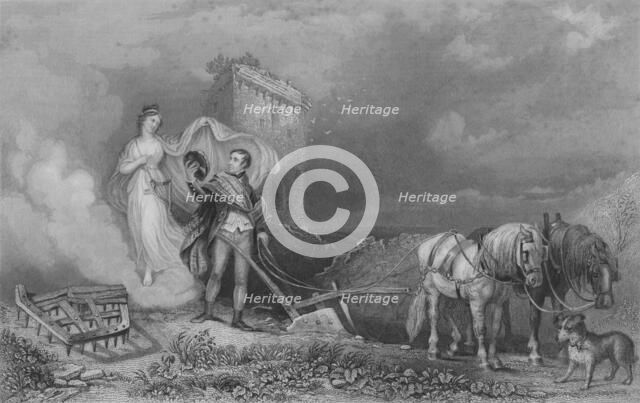 'The Genius of Poetry Finding Burns at the Plough', 1840. Artist: John Rogers.