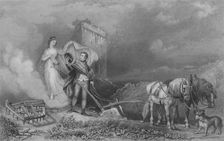 The Genius of Poetry Finding Burns at the Plough 1840. Artist: John Rogers