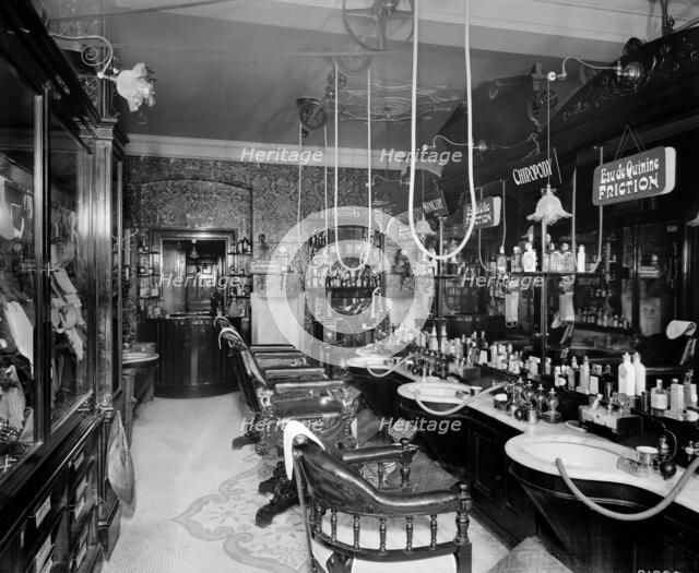 The gentlemen's hairdressing saloon in the Hotel Cecil in The Strand, London, 1911. Artist: Bedford Lemere and Company