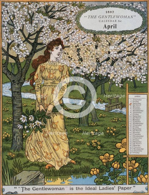 "The Gentlewoman" Calendar for April 1897. Creator: Unknown.
