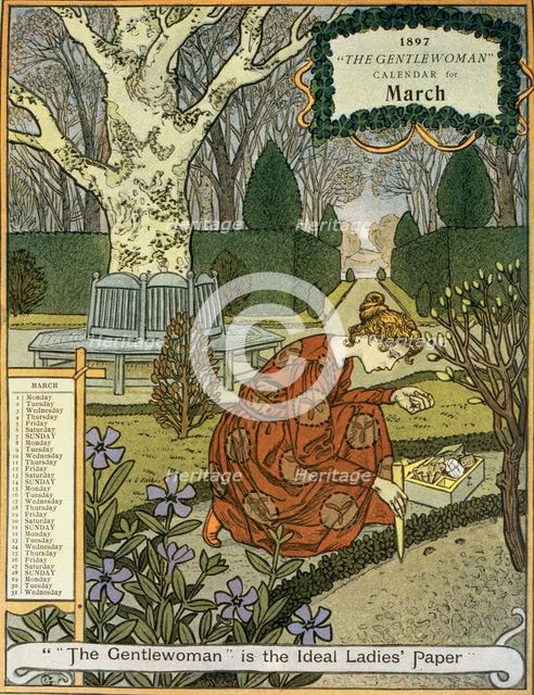 "The Gentlewoman" Calendar for March 1897. Creator: Unknown.