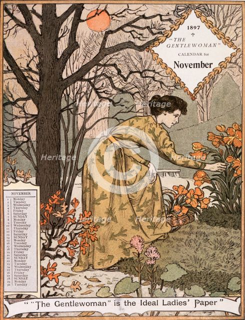 "The Gentlewoman" Calendar for November 1897. Creator: Unknown.