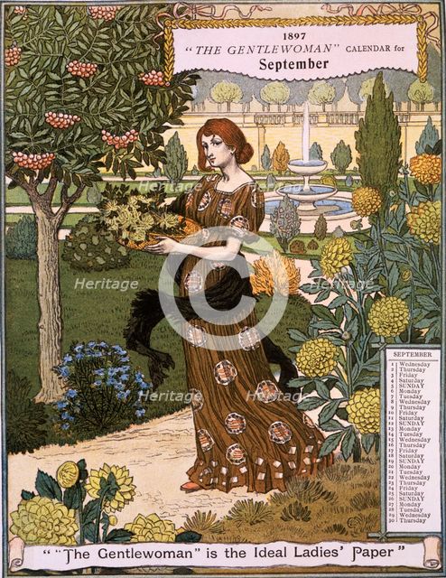 "The Gentlewoman" Calendar for September 1897. Creator: Unknown.
