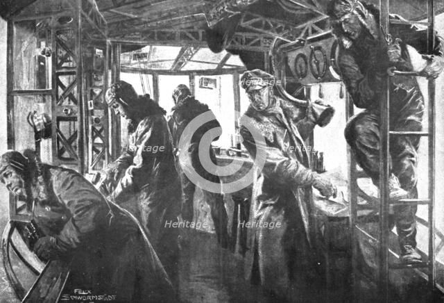 The German Air Fleet; Command post in a forward platform, during a raid..., 1917. Creator: Unknown.