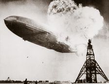 The German airship Hindenburg blows up, Lakehurst, New Jersey, USA, 6 May 1937