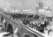 The German Army crossing the Loire at Orleans, 1871. Creator: C. R.