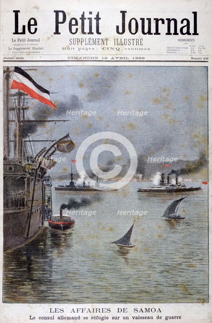 The German consul seeks refuge on a german war ship, 1899. Artist: Henri Meyer