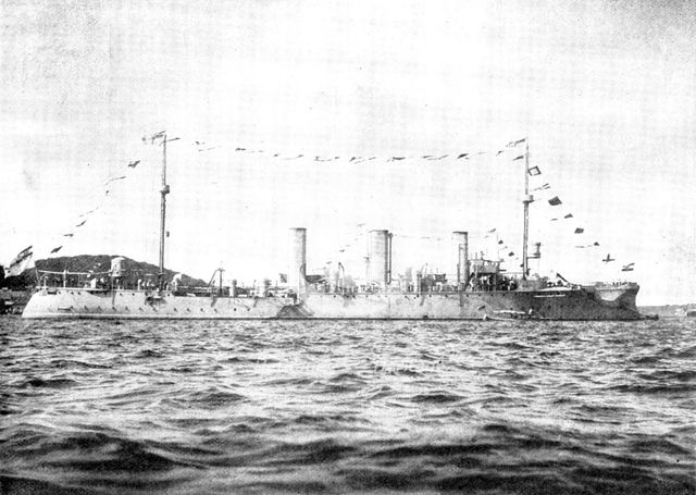 The German cruiser "Gefion," bound for Chinese Waters under Prince Henry of Prussia, 1898. Creator: Unknown.
