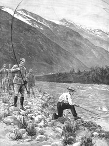 'The German Emperor's visit to Norway - Playing his first Salmon on the Olden River 1890. Creator: J Nash