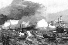 The German Manoevers in Schleswig-Holstein; Torpedo boats attacking a squadron of Ironclads,1890 Creator: Unknown