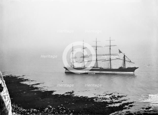 The German schooner 'Preussen', run aground in St Margaret's Bay, Kent, 1910. Artist: Annette Evelyn Darwall.