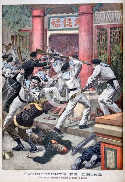 The German sailors burn Tsung-Li-Yamen, 1900. Artist: Unknown