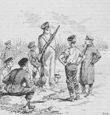 The German Soldiers Making Sentries Out of Clay 1902. Artist: Evelyn Stuart Hardy