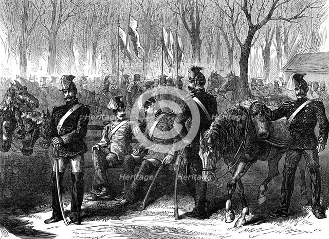 The Germans in Paris: Bavarian Lancers encamped in the Champs Elysées, 1871. Creator: Unknown.