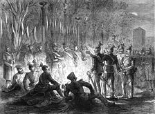 The Germans in Paris: bivouac of Uhlans in the Champs Elysées, 1871. Creator: Unknown