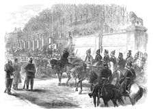 The Germans in Paris: General Blumenthal stopped at the entrance of the rue de Rivoli, 1871. Creator: Unknown