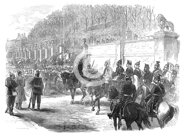 The Germans in Paris: General Blumenthal stopped at the entrance of the rue de Rivoli, 1871. Creator: Unknown.