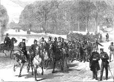 The Germans in Paris: Prussian soldiers visiting the Gardens of the Tuileries, 1871. Creator: Unknown